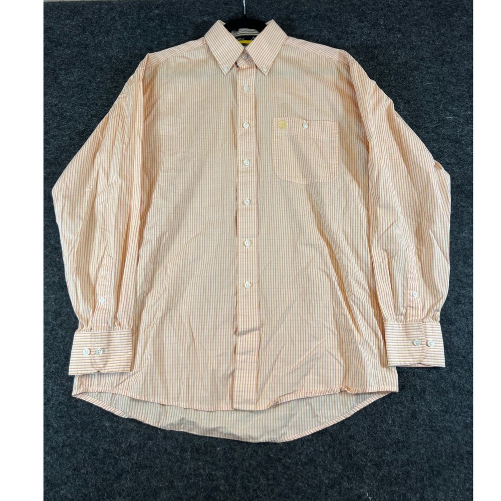 Vintage 90s Wrangler George Strait Cowboy Cut Striped Shirt Mens XL Orange